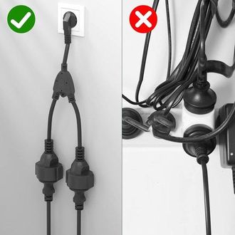 OEM Regleta - Divisor De Enchufes - Enchufe Doble Negro - Enchufe Doble Con Clavija - Enchufe Doble - Para Exteriores - 16a - 220v/250v