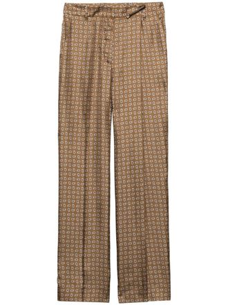 Prada Pantaloni in twill a vita alta - Marrone