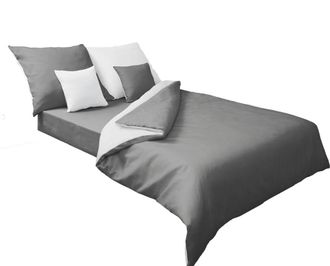 OEM Ropa De Cama Satinada Doble Cara 140x200 + 70x80 Blanco/gris Matex