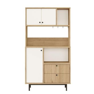 Calicosy Mueble de cocina 3 puertas H161,2 cm - Efecto Roble y Blanco