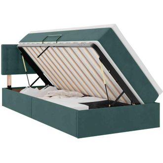 vidaXL Bed with Mattress with LED Dark Green 90 x 190 cm Velvet vidaXL