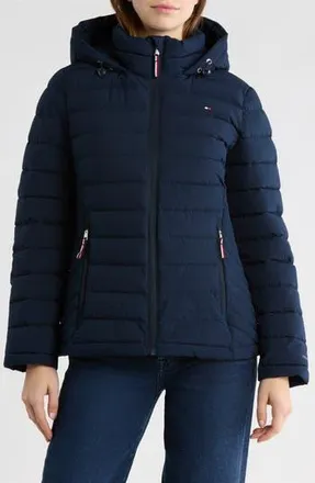 Tommy Hilfiger Stretch Water Resistant Quilted Jacket in Navy at Nordstrom Rack, Size X-Large
