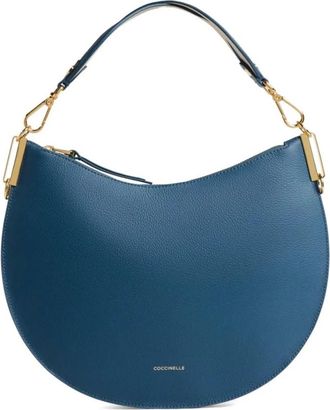 Coccinelle Shoulder Bags, female, Blue, Size: ONE SIZE Sunup Handbag Double Grainy Leather