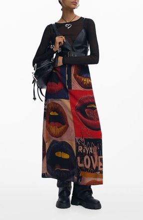 Desigual Long Sleeve Mixed Media Faux Leather Bodice Dress in Black at Nordstrom, Size X-Small