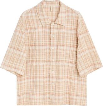 Sunflower Short Sleeve Shirts - Heren - Korte mouwen Overhemden - Beige - M - Overhemden