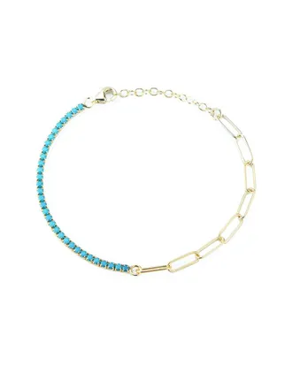 Sphera Milano 14K Over Silver Cz Paperclip X Tennis Bracelet