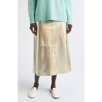 Lafayette 148 New York Metallic Stardust Suede A-Line Midi Skirt in Halo Yellow Metallic at Nordstrom, Size 12