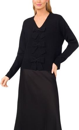 CeCe by Cynthia Steffe Bow Front Sweter in Rich Black at Nordstrom Rack, Size X-Small