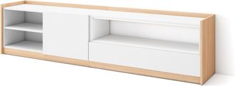 Skraut Home Skraut Home - Mueble Tv, Televisi&oacute;n, 207x37x50cm, Para Tv Hasta 80, Blanco Y Roble Soft