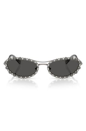 Swarovski 56mm Oval Sunglasses in Gunmetal /Dark Grey at Nordstrom