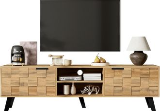 STILVORA Mueble De Tv Con 2 Puertas Y 2 Compartimentos Abiertos, Estilo Moderno, Sal&oacute;n, 160,5&times;35,5&times;45 Cm, Aglomerado, Madera