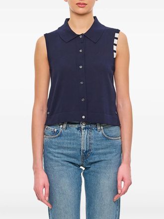 Thom Browne Canotta in cotone con dettaglio a 4 righe - Blu