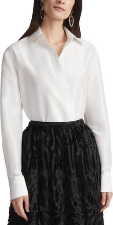 Lafayette 148 New York Collared Wrap Front Bodysuit