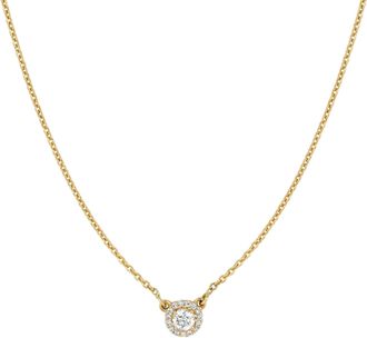 Ariana Rabbani Diamond Solitaire with Pave Diamonds Necklace Yellow Gold