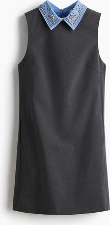 H&M Kleid in A-Linie mit verziertem Kragen - Grau