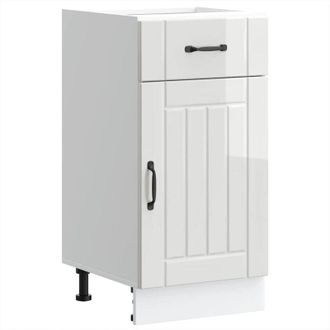 vidaXL Kitchen Base Cabinet Lucca High Gloss White Engineered Wood Vidaxl