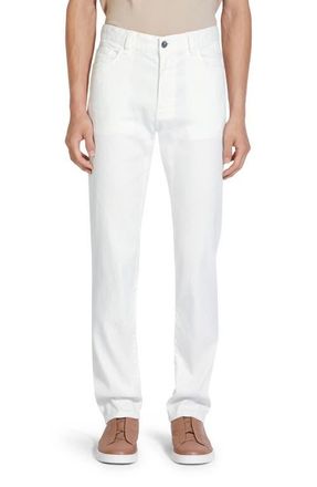 Ermenegildo Zegna Roccia Garment Dyed Stretch Linen & Cotton Slim Fit Jeans in Bianco Zegna at Nordstrom, Size 34