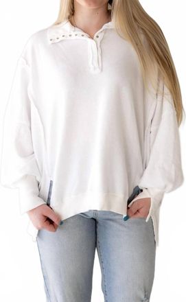 Free People Camden Henley Sweatshirt In Optic White