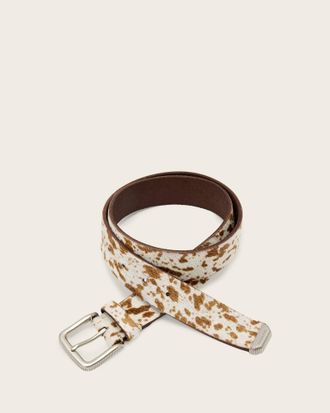 AllSaints Cow Leather Ash Hair Calf Leather Belt, Size: 30