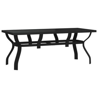 Berkfield Home Garden Table Black 180x80x70 cm Steel & Glass | Size: 180 x 80 x 70 cm