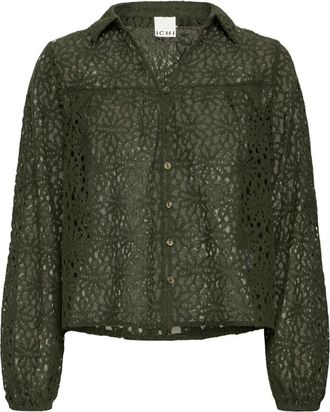 Ichi Ihluanne Blouse - Dames - Blouses - Groen - XL - Overhemden