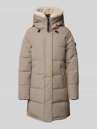 Khujo Steppmantel mit Label-Details Modell Teddy in Taupe, Gr&ouml;&szlig;e L