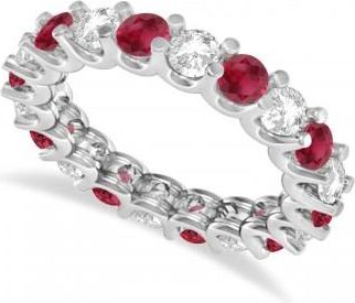 Allurez Diamond & Ruby Eternity Wedding Band 14k White Gold (2.40ct)
