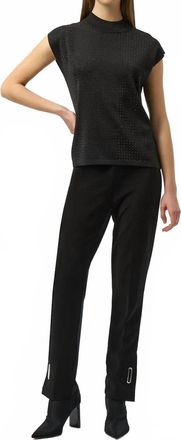 Joseph Ribkoff Mock Neck Embellished Sleeveless Top In Black