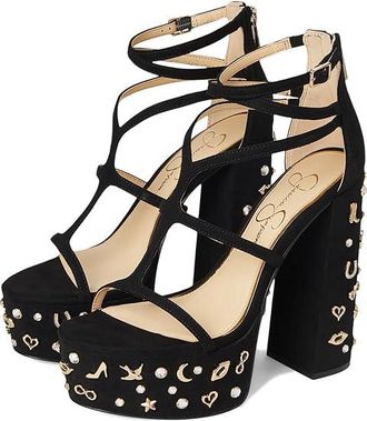 Jessica Simpson Aamina Platform Sandals Womens Dress Sandals Black : 7.5 M, Faux Leather