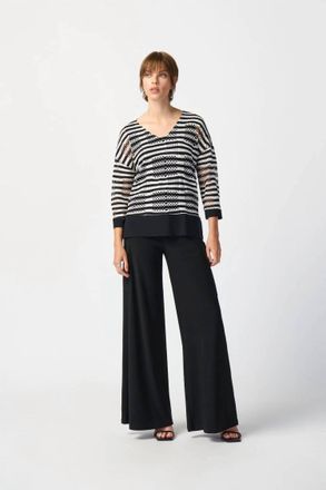 Joseph Ribkoff Laser Cut Top In Black/white