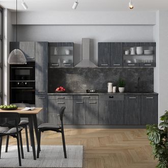 Vicco Cocina R-line, Hormig&oacute;n Negro/antracita, 350 Cm, Et M&aacute;rmol