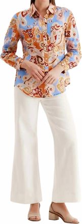 Tyler B&ouml;e Addison Linen Paisley Blouse In Blue Multi