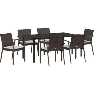 vidaXL Conjunto De Comedor De Jard&iacute;n 7 Pcs Marr&oacute;n Polirat&aacute;n Vidaxl
