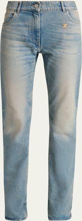 Courr&egrave;ges Mid-Rise Slim-Leg Jeans