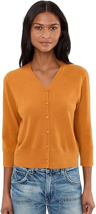 Vince Elbow Sleeve V-Neck Cardi Womens Sweater Clementine : LG, Cashmere/Silk