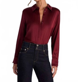 Alice & Olivia Willa Blouse In Oxblood