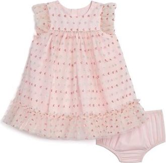 Pippa & Julie Barbara Heart Metallic Party Dress & Bloomers in Pink at Nordstrom, Size 0-3M