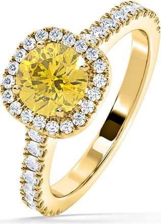 The Diamond Store Elizabeth Yellow Lab Diamond 1.70ct Halo Ring in 18K Yellow Gold - Elara Collection