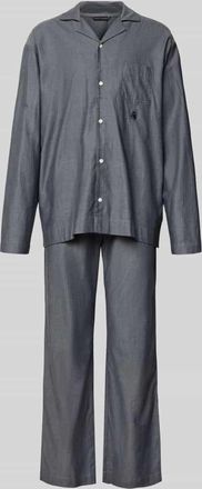 Tommy Hilfiger Relaxed Fit Pyjama aus reiner Baumwolle Modell HERRINGBONE in Graphit, Gr&ouml;&szlig;e XXL