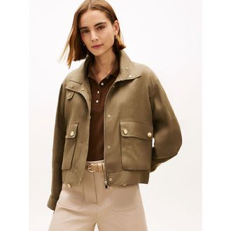 Tommy Hilfiger Linnen jack met opstaande kraag