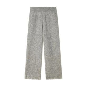 Alanui Cashmere Blend Fringed Hems Trousers - female - Alanui - Straight Trousers - Gray - M - Trousers