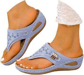 Generic Sandals for Women Womens Sandals & Slides Orthopedic Arch Support Flip Flops Toe Post Slides for Women UK Wide Fit Summer Shoe Non-Slip Beach Shoes To