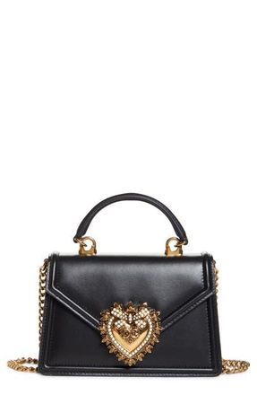 Dolce & Gabbana Mini Devotion Leather Top Handle Bag in Black at Nordstrom