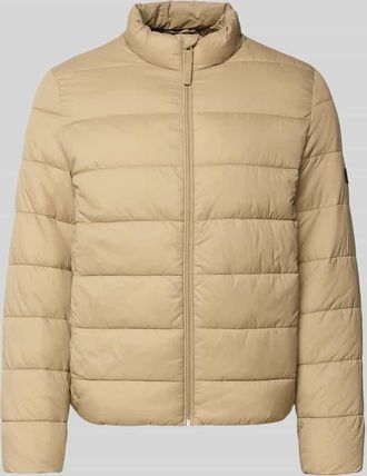 Pepe Jeans London Regular Fit Steppjacke mit Stehkragen in Beige, Größe XXL