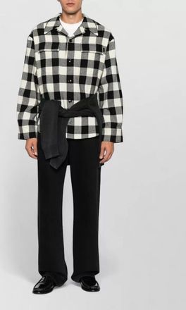 Ami wool checked oversized long-sleeve shirt jacket
