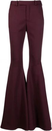 Saint Laurent Uitlopende wollen blend broek - Dames - Wijde Broeken - Rood - L - Wol - Broeken