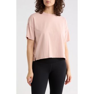 90 Degree by Reflex Stone Wash Boxy Crop T-Shirt in Blush Silk at Nordstrom Rack, Size X-Large