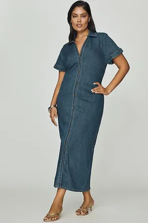 Pilcro Greer Denim Midi Shirtdress by Pilcro