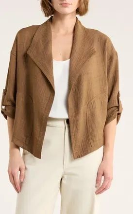 Max Studio Textured Drape Jacket in Heather Umber at Nordstrom Rack, Size X-Small