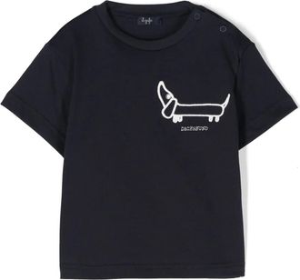 Il Gufo dog-embroidered cotton T-shirt - kids - Cotton - 8 - Blue